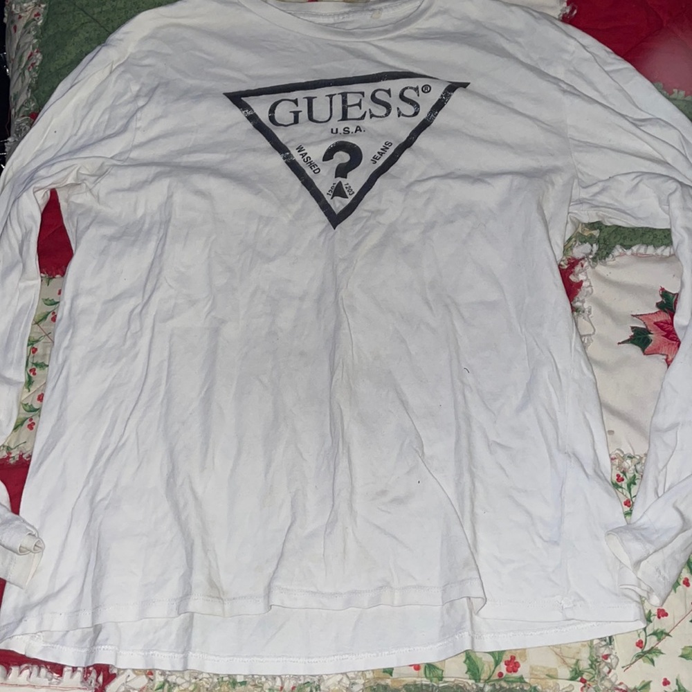 GUESS LONG SLEVE THIN T-SHIRT SIZE MEDIUM WHITE